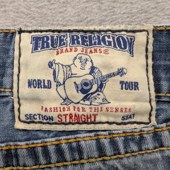 True Religion Jeans Mens 30 Straight Made in USA Distressed Zip Fly Horseshoe - Picture 12 of 16